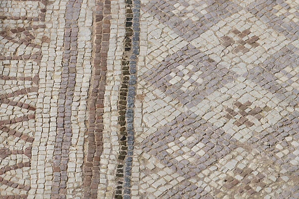 Cyprus, archaeological site of Kourion. Detail of ancient mosaic floor with geometric