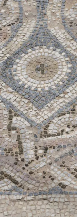 Framed Print : Cyprus, archaeological site of Kourion. Detail of ancient Roman mosaic floor with ornate Framed Print : Cyprus, archaeological site of Kourion. Detail of ancient Roman mosaic floor with ornate