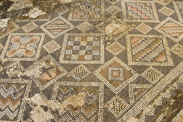 Cyprus, Karpas peninsula, Sipahi village, Ayios Trias basilica, mosaics