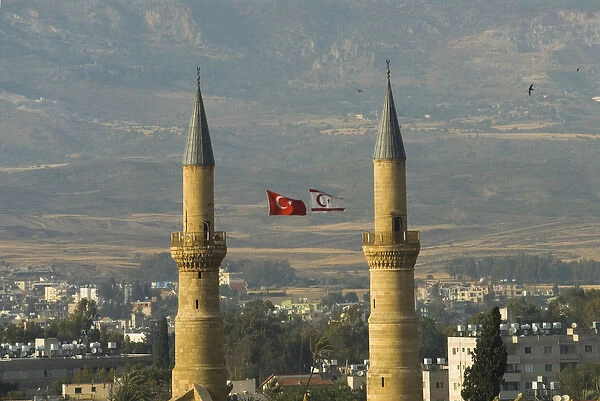 Cyprus north, Lefkosa (Nicosia North), the Selimye mosque from Shacolas tower located