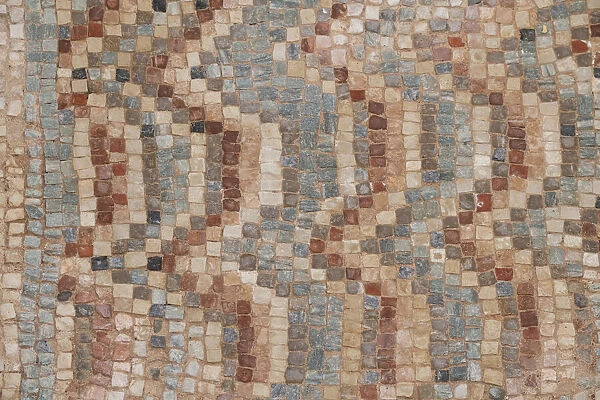 Cyprus, Roman archaeological site of Kourion. Detail of ancient mosaic floor with ornate