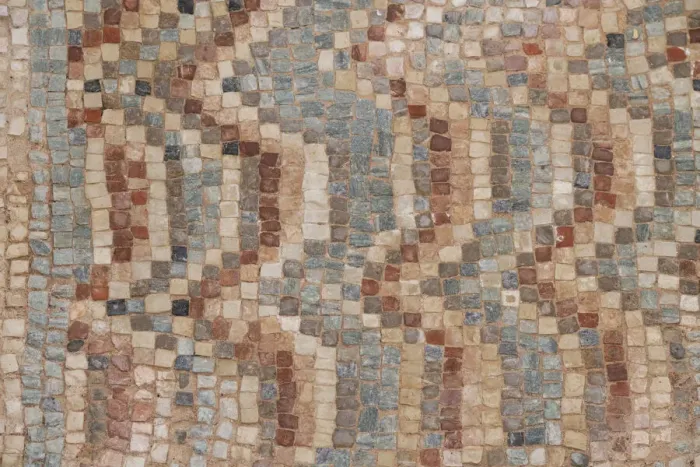 Framed Print : Cyprus, Roman archaeological site of Kourion. Detail of ancient mosaic floor with ornate Framed Print : Cyprus, Roman archaeological site of Kourion. Detail of ancient mosaic floor with ornate