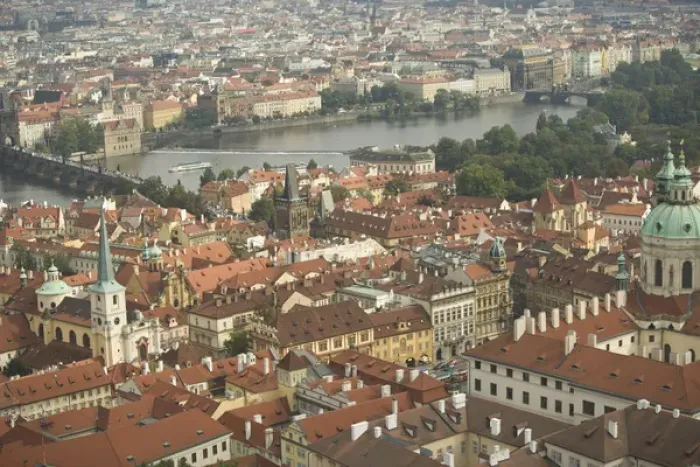 Framed Print : CZECH REPUBLIC, Prague. View of Prague and the Charles Bridge from the Bell Tower, St Framed Print : CZECH REPUBLIC, Prague. View of Prague and the Charles Bridge from the Bell Tower, St