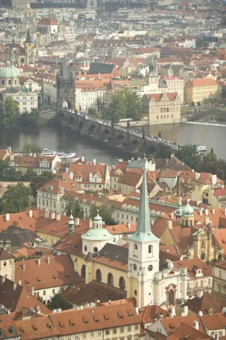 Framed Print : CZECH REPUBLIC, Prague. View of Prague and the Charles Bridge from the Bell Tower, St Framed Print : CZECH REPUBLIC, Prague. View of Prague and the Charles Bridge from the Bell Tower, St