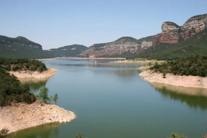 Framed Print : Dam of Sau in the river Ter. Barcelona province. Catalonia. Spain