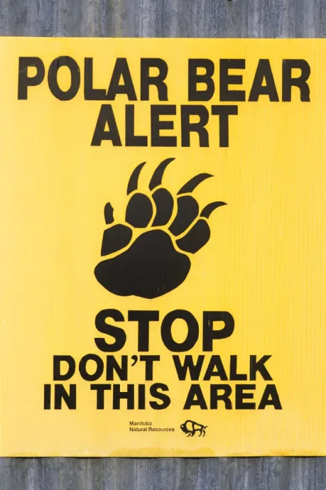 Framed Print : Danger sign for Polar Bears in close encounter possibility at Churchill Manitoba Canada Framed Print : Danger sign for Polar Bears in close encounter possibility at Churchill Manitoba Canada