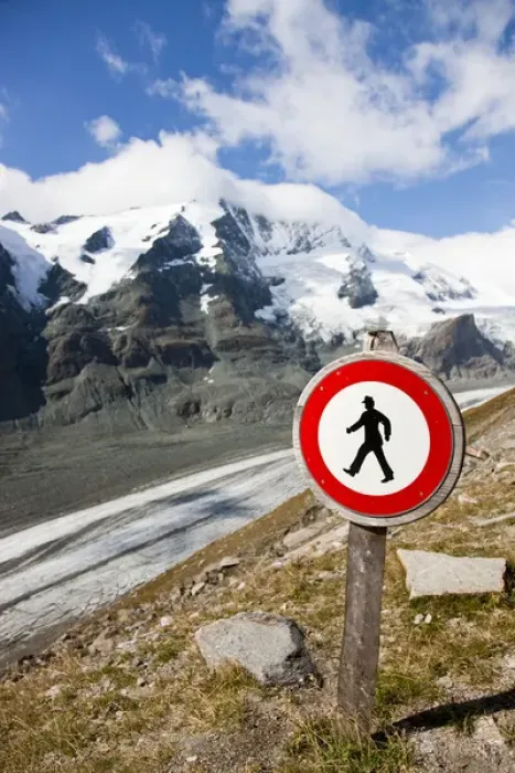 Framed Print : Danger Zone Alps and Mountains. Mount Grossglockner (3798m) with glacier Pasterze