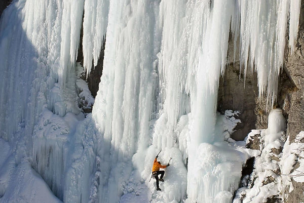 Daryn climbing Stewart Falls, near Sundance, Utah