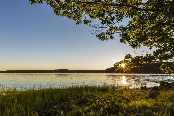 Framed Print : Dawn breaks over Great Bay at Adams Point in Durham, New Hampshire