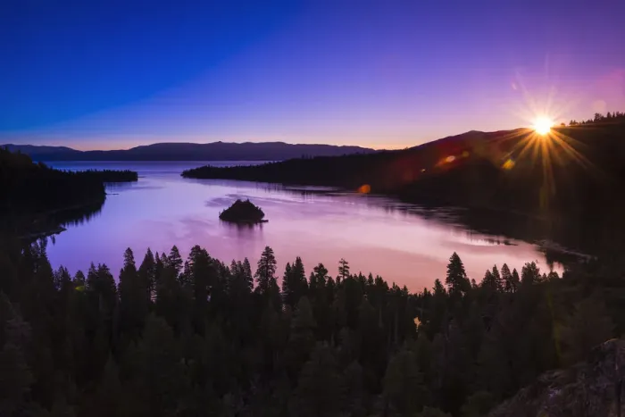 Framed Print : Dawn light over Emerald Bay on Lake Tahoe, Emerald Bay State Park, California USA Framed Print : Dawn light over Emerald Bay on Lake Tahoe, Emerald Bay State Park, California USA