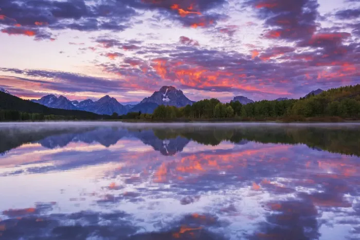 Framed Print : Dawn light over the Tetons from Oxbow Bend, Grand Teton National Park, Wyoming, USA