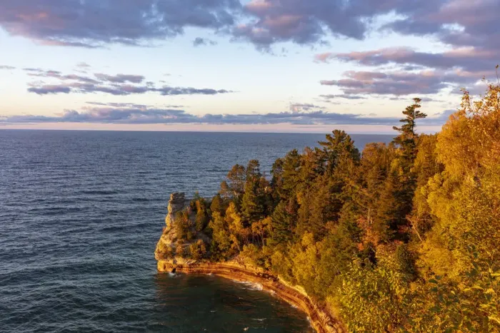 Framed Print : Days last light on Miners Castle at Pictured Rocks National Lakeshore, Michigan, USA Framed Print : Days last light on Miners Castle at Pictured Rocks National Lakeshore, Michigan, USA