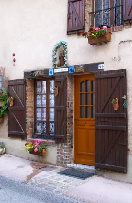 Framed Print : A decorated house with champagne symbols and flowers, the village of Hautvillers Framed Print : A decorated house with champagne symbols and flowers, the village of Hautvillers