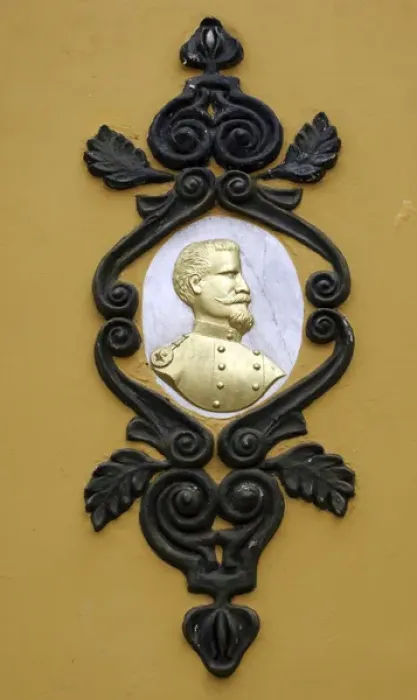 Framed Print : DEcoration on a monument base. Concepcion is a city in northern Paraguay and capital Framed Print : DEcoration on a monument base. Concepcion is a city in northern Paraguay and capital
