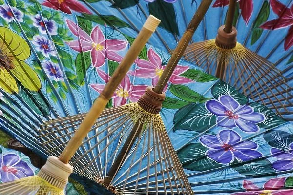 Decorative hand painted umbrellas in the village of Bo Sang near Chiang Mai, Thailand