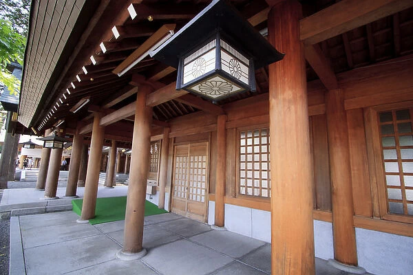 Decorative lanterns line the courtyard of Hokkaido Jingu in Sapporo, which is Hokkaido
