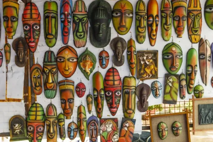 Framed Print : Decorative masks, New Delhi, India