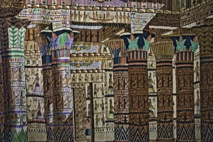 Framed Print : Decorative rug hanging on wall in shop in Saqqara for sale Framed Print : Decorative rug hanging on wall in shop in Saqqara for sale