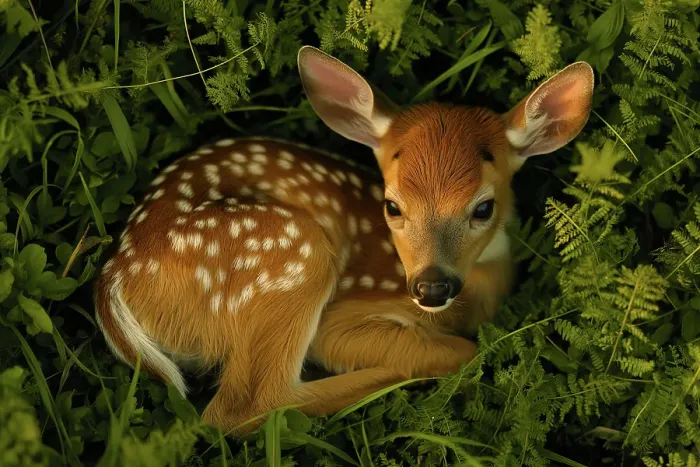 Framed Print : Deer fawn and foliage. (AI Generated) Framed Print : Deer fawn and foliage. (AI Generated)