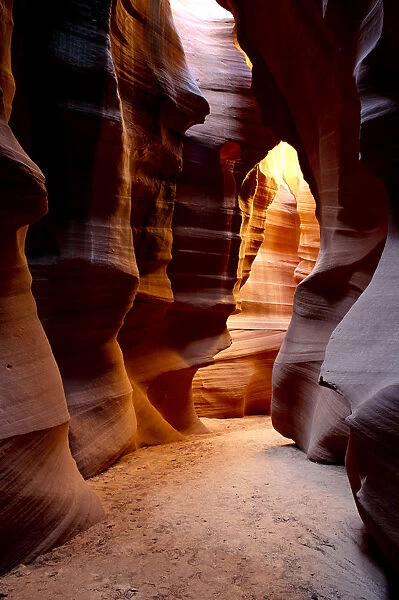 Delicate slickrock formations in upper Antelope Canyon, Navajo Indian Reservation