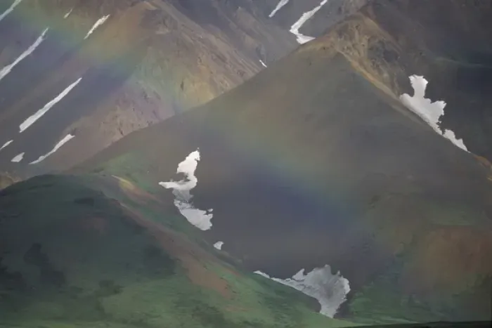 Framed Print : Denali National Park, AK. A rainbow set against the mountains