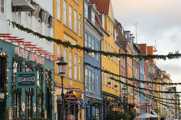 Denmark, Copenhagen, Nyhavn at Christmas