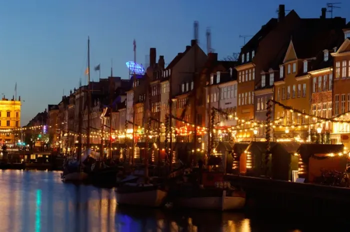 Framed Print : Denmark, Copenhagen, Nyhavn at Christmas Framed Print : Denmark, Copenhagen, Nyhavn at Christmas