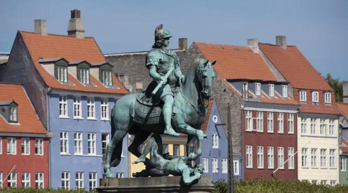Framed Print : Denmark, Copenhagen, Nyhavn district in city center. Statue of the Bishop of Absalon Framed Print : Denmark, Copenhagen, Nyhavn district in city center. Statue of the Bishop of Absalon
