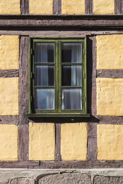 Framed Print : Denmark, Funen, Odense, half timbered houses, Nedergade Street
