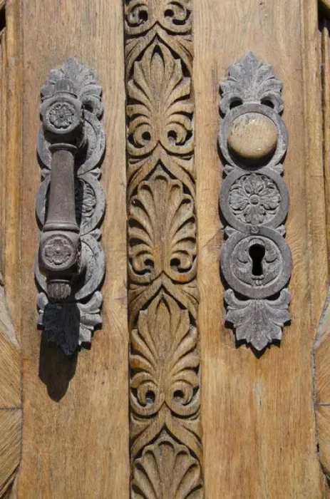 Framed Print : Denmark, Helsingoer. Ornate wooden door of the Helsingoer Kommune Radhus building Framed Print : Denmark, Helsingoer. Ornate wooden door of the Helsingoer Kommune Radhus building