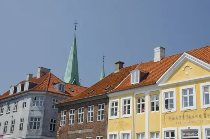 Framed Print : Denmark, Helsingoer. Typical downtown 15th-17th century architecture
