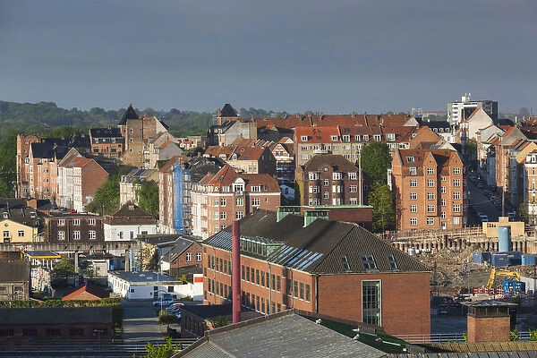 Denmark, Jutland, Aarhus, elevated city view