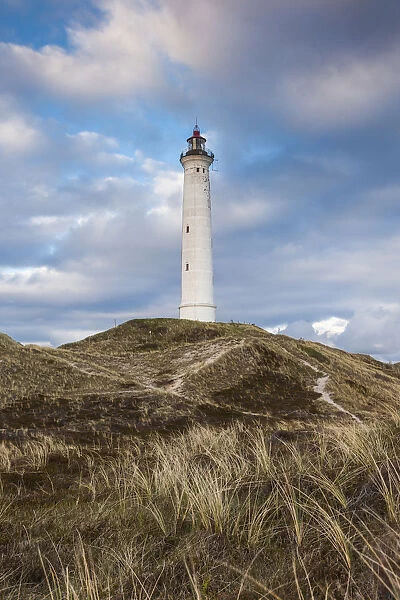 Denmark, Jutland, Danish Riviera, Hvide Sande, Lyngvig Fyr Lighthouse, dusk