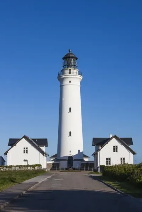 Framed Print : Denmark, Jutland, Hirtshals, Hirtshals Fyr Lighthouse, morning