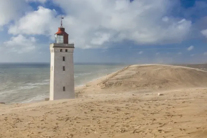 Framed Print : Denmark, Jutland, Lonstrup, Rudbjerg Knude Fyr Lighthouse, slowly being eroded into Framed Print : Denmark, Jutland, Lonstrup, Rudbjerg Knude Fyr Lighthouse, slowly being eroded into