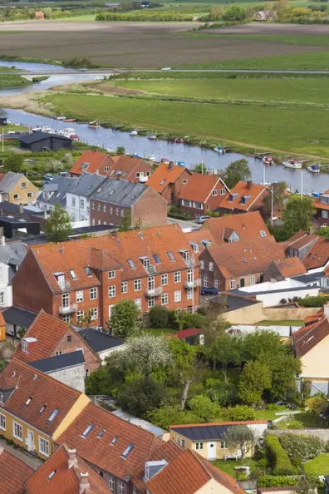 Framed Print : Denmark, Jutland, Ribe, elevated town view from Ribe Domkirke Cathedral tower Framed Print : Denmark, Jutland, Ribe, elevated town view from Ribe Domkirke Cathedral tower