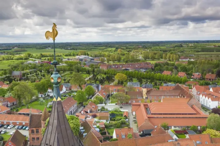 Framed Print : Denmark, Jutland, Ribe, elevated town view from Ribe Domkirke Cathedral tower Framed Print : Denmark, Jutland, Ribe, elevated town view from Ribe Domkirke Cathedral tower