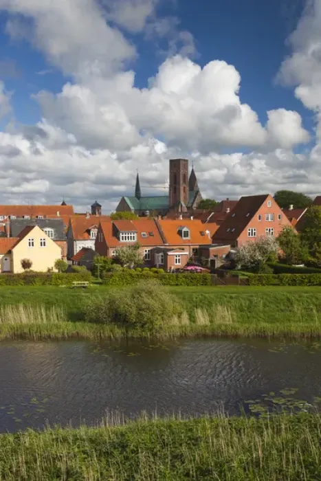 Framed Print : Denmark, Jutland, Ribe, town view from the Ribe River