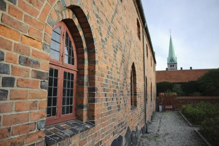 Framed Print : Denmark, Sjaelland, Helsingor. Wall and window dwtail on Sct. Mariae Church (Priory Framed Print : Denmark, Sjaelland, Helsingor. Wall and window dwtail on Sct. Mariae Church (Priory