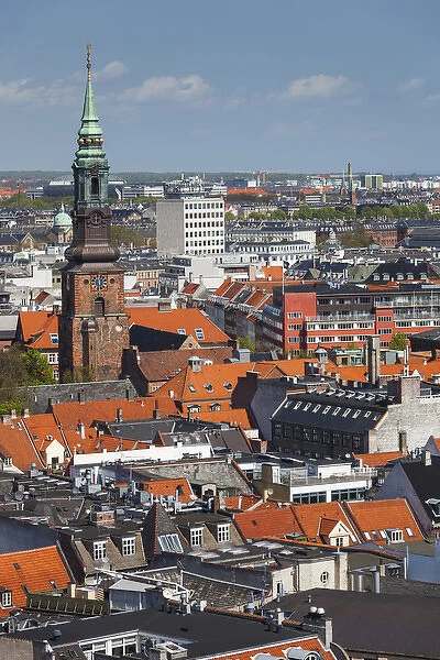 Denmark, Zealand, Copenhagen, elevated city view