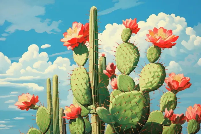 Framed Print : Desert cactus with flowers. (AI Generated) Framed Print : Desert cactus with flowers. (AI Generated)