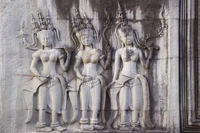 Framed Print : Details of relief at Angkor Wat, UNESCO World Heritage site