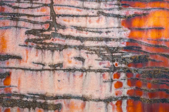 Framed Print : Details of rust and paint on metal