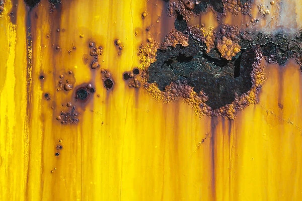 Details of rust and paint on metal