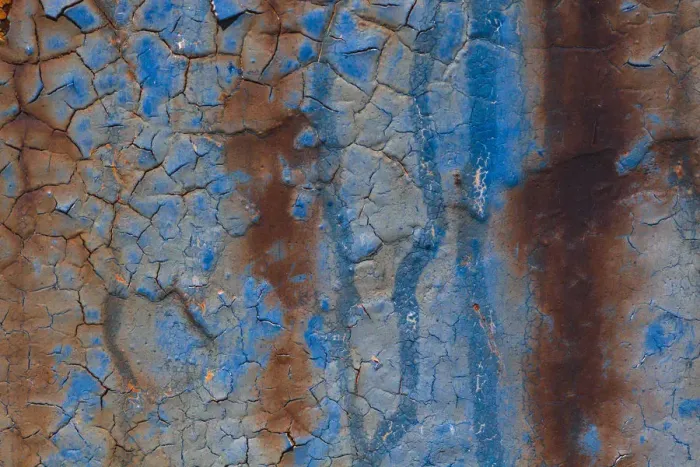 Framed Print : Details of rust and paint on metal