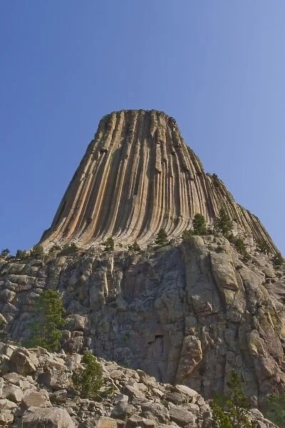 Devils Tower National Monument, Wyoming, USA. South Side of Devils Tower. Perspective Corrected