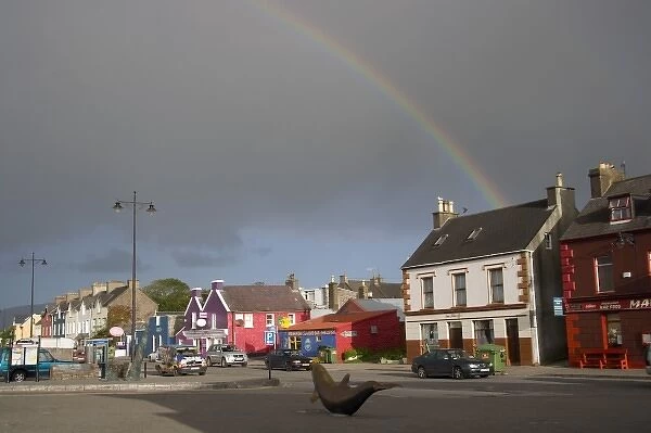 Dingal, Dingle Peninsula, Ireland, Houses, Street, Rainbow