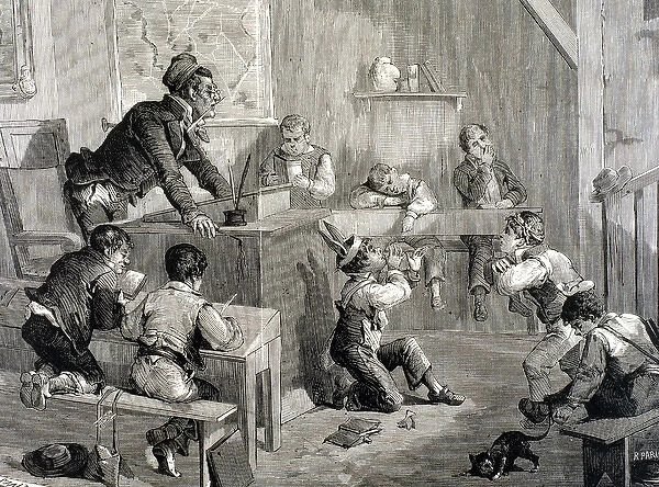 DISORDER IN SCHOOL. Engraving by Paris in 1878