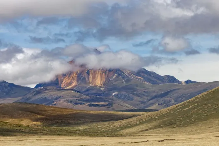 Framed Print : Distant mountain and clouds at high elevation, Antisana Ecological Reserve, Ecuador