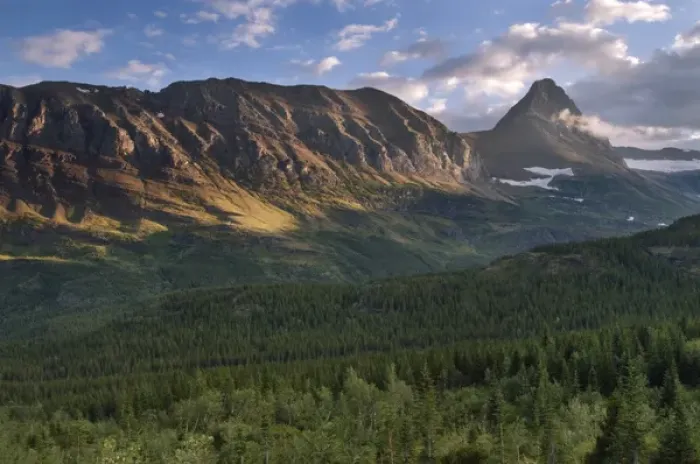 Framed Print : Distant mountain enclosed in clouds, Waterton Glacier International Peace Park, USA